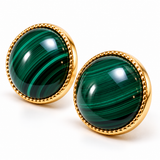 Malachite Statement Stud Earrings in Gold Vermeil