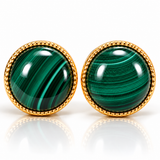 Malachite Statement Stud Earrings in Gold Vermeil