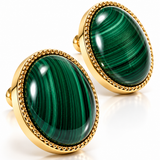 Malachite Statement Stud Earrings in Gold Vermeil