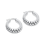 Sterling Silver Serpent Oblong Oval Hoop Earrings