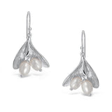 Sterling Silver Mistletoe Freshwater Pearl Hook Matte Earrings