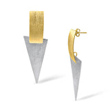 Sterling Silver Statement Geometric Silver And 18K Gold Plating Stud Earrings