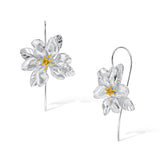 Sterling Silver Flower Bloom Hook Matte 18K Gold And Silver Plated Earrings