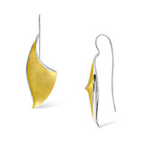 Sterling Silver Freeform Lily Petal Matte Silver and 18K Gold Plated Earrings