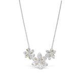 Sterling Silver Triple Flower Silver And 18K Gold Plated Necklace Length