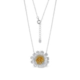 Sterling Silver Sunflower Silver AND 18K Gold Plated Necklace