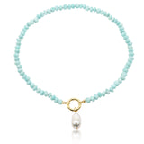 Amazonite Necklace with Baroque Pearl Pendant