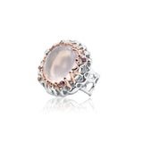 Oval Rose Quartz Rose Gold & Sterling Silver Brutalist Ring