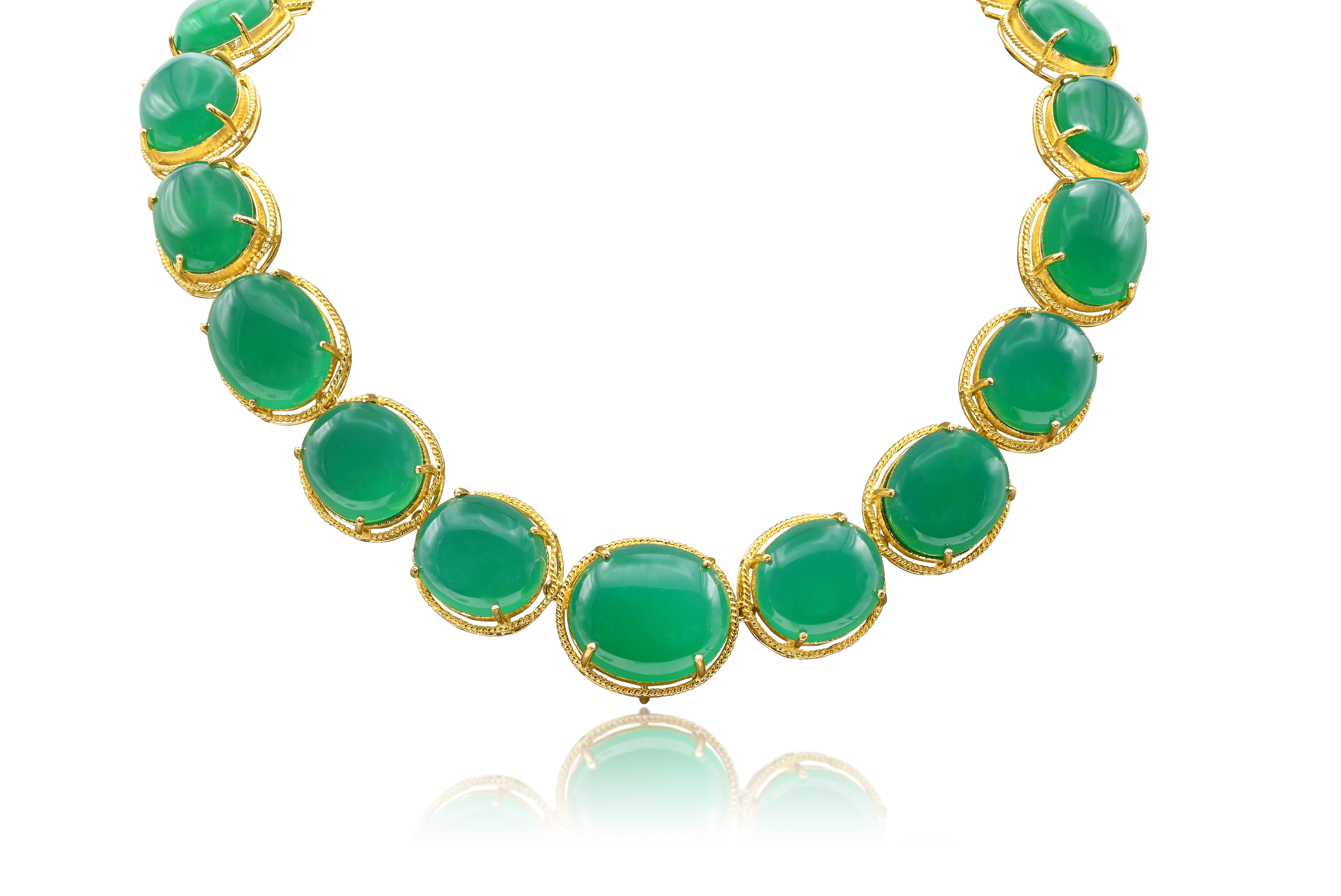 Sterling Silver Gold Plated Green Necklace