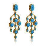 Turquoise Chandelier Earrings in Hammered Vermeil Sterling Silver