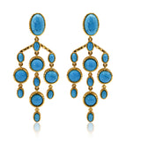 Turquoise Chandelier Earrings in Hammered Vermeil Sterling Silver