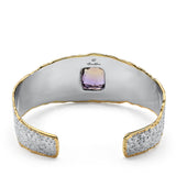 Modern Ametrine Two-Tone Hammered Bracelet Cuff