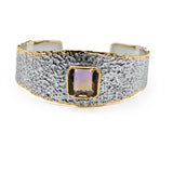 Modern Ametrine Two-Tone Hammered Bracelet Cuff