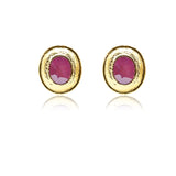 Ruby & Moonstone Detachable Sterling Silver Gold Plated Dangle Earrings