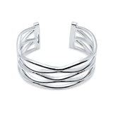 Sculptural Multi-Strand Sterling Silver Cuff Bracelet