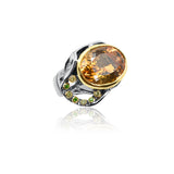 Large Oval Abstract Citrine Ring