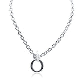 Sterling Silver Oval Link Chain With Infinity Circle Pendant Necklace