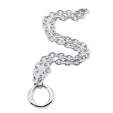 Sterling Silver Oval Link Chain With Infinity Circle Pendant Necklace