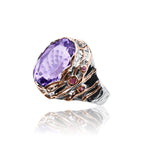 Oval Amethyst & Tourmaline Brutalist Ring