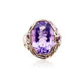 Oval Amethyst & Tourmaline Brutalist Ring