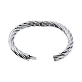 Sterling Silver Twisted Rope Hinged Bangle Bracelet