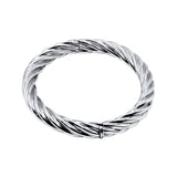 Sterling Silver Twisted Rope Hinged Bangle Bracelet