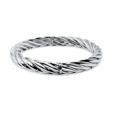 Sterling Silver Twisted Rope Hinged Bangle Bracelet