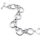 Large Round Mixed Flat Link  w/ Toggle Bracelet Clasp