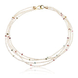 4 Strands Rice Pearl Tourmaline Necklace