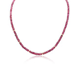 Faceted Natural Rubellite Rondell 14K Gold Beads Necklace