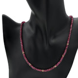 Faceted Natural Rubellite Rondell 14K Gold Beads Necklace