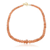 Peach Moon Stone Vermeil Beads Necklace