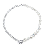 Zoya Keshi Pearl Sterling Silver Oval Link Necklace