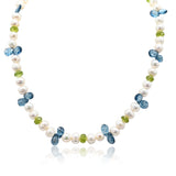 Fresh Water Pearl London Blue Topaz Peridot Beads Necklace