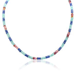 Sapphire Emerald Tourmaline Beads Necklace 14K Gold