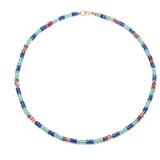 Sapphire Emerald Tourmaline Beads Necklace 14K Gold