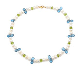 Fresh Water Pearl London Blue Topaz Peridot Beads Necklace