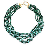 Five Stands Malachite Amazonite Statement Necklace