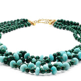 Five Stands Malachite Amazonite Statement Necklace