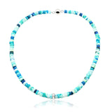 Men's Mix Blue Opal Sterling Silver Beads Necklace