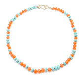 Mira Faceted Amazonite Carnelian Beads Necklace 14K Gold