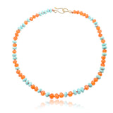 Mira Faceted Amazonite Carnelian Beads Necklace 14K Gold