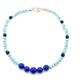 Amazonite Lapis Lazuli Beads Necklace Vermeil