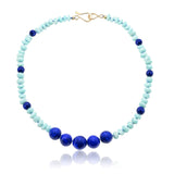 Amazonite Lapis Lazuli Beads Necklace Vermeil