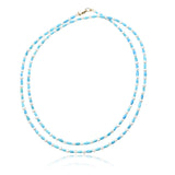 Dainty Howlite Turquoise Pearl Necklace 14K