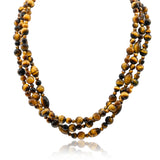 Three Stand Tiger Eye Statement Beads Necklace