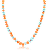 Mira Faceted Amazonite Carnelian Beads Necklace 14K Gold