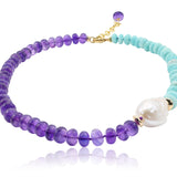 Ellie Amethyst Amazonite Baroque Pearl Necklace