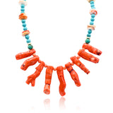 Emily Large Bamboo Coral Turquoise Necklace