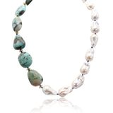 Adina Large Chrysocolla Baroque Pearl Chunky Necklace